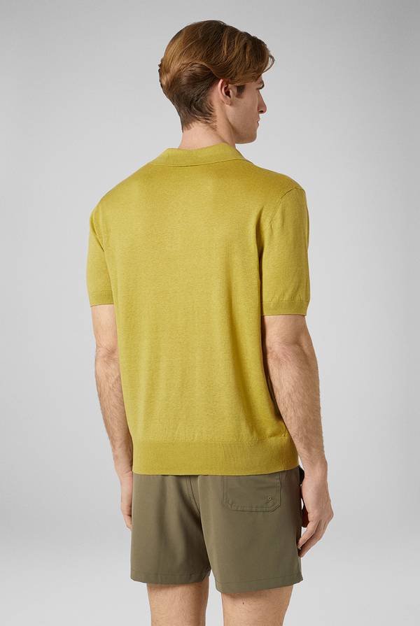 Pal Zileri Polo in maglia di lino e seta color senape In Vendita