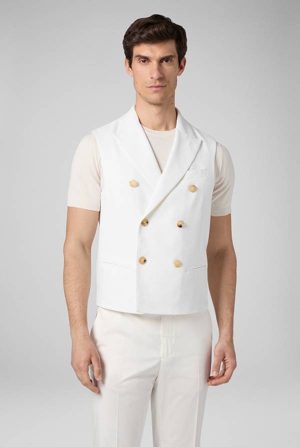Pal Zileri Gilet doppiopetto bianco con macro bottoni In Vendita