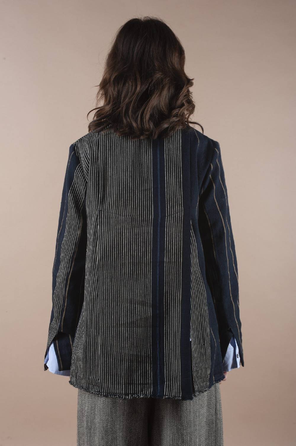 Pdr Phisique Du Role PHISIQUE DU ROLE JACKET IN WOOL/LINEN BARRE’ WITH IRREGULAR STRIPES Qualità