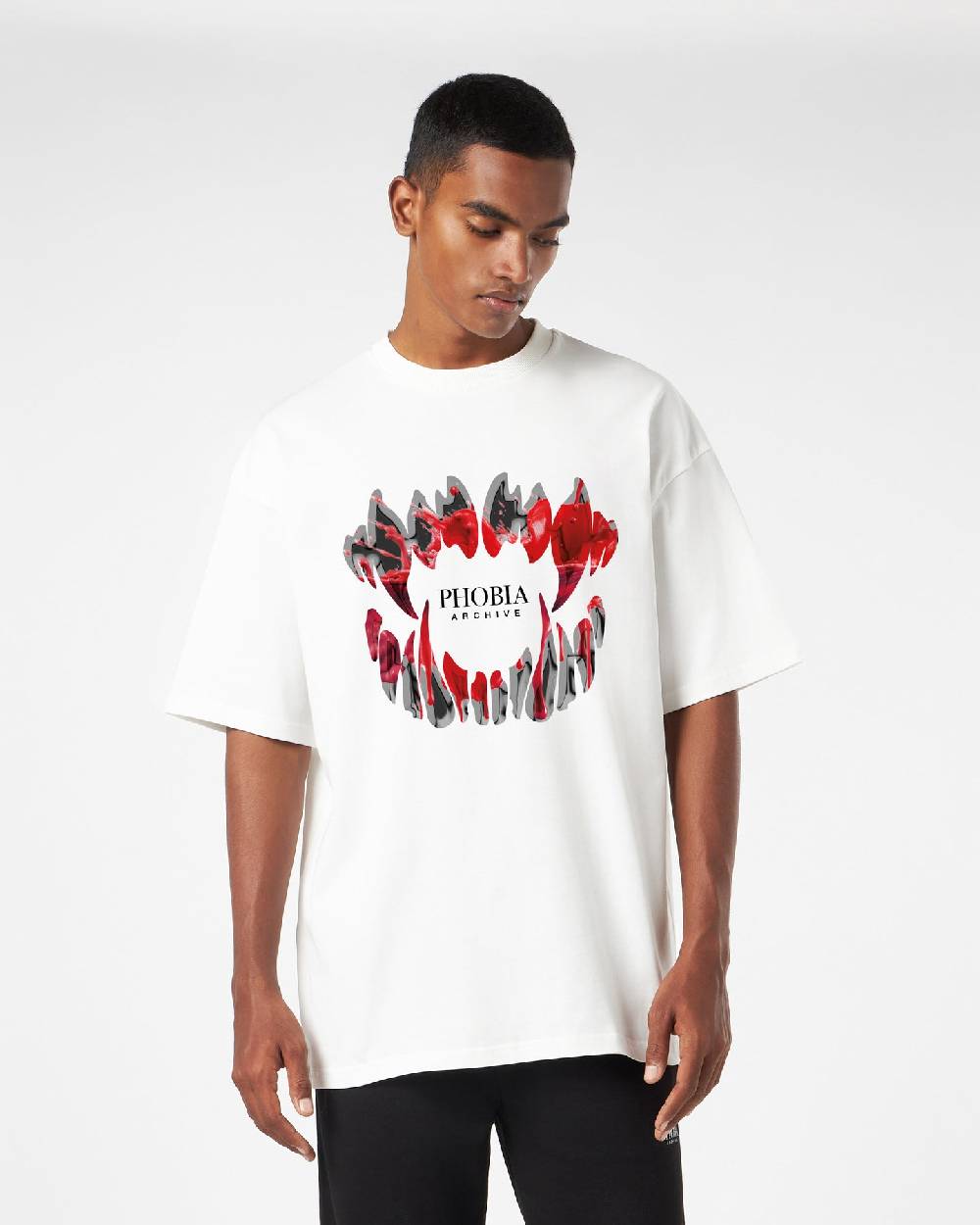 Phobia Archive T-SHIRT BIANCA CON GRAFICA DEMON BITE INSANGUINATA Vendita