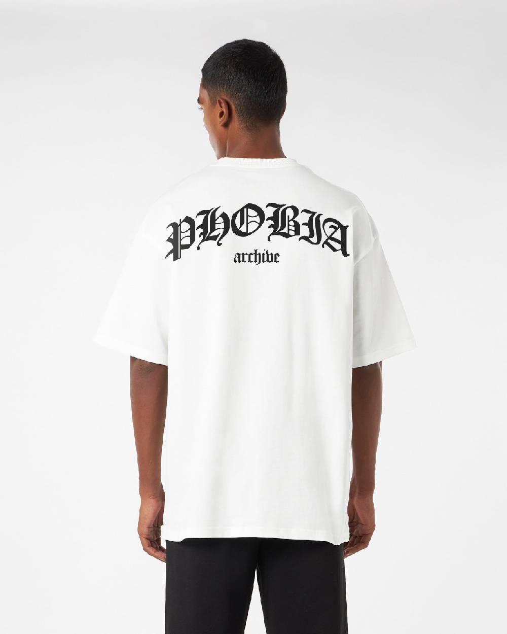 Phobia Archive WHITE T-SHIRT WITH GOTHIC LOGO Negozi Online