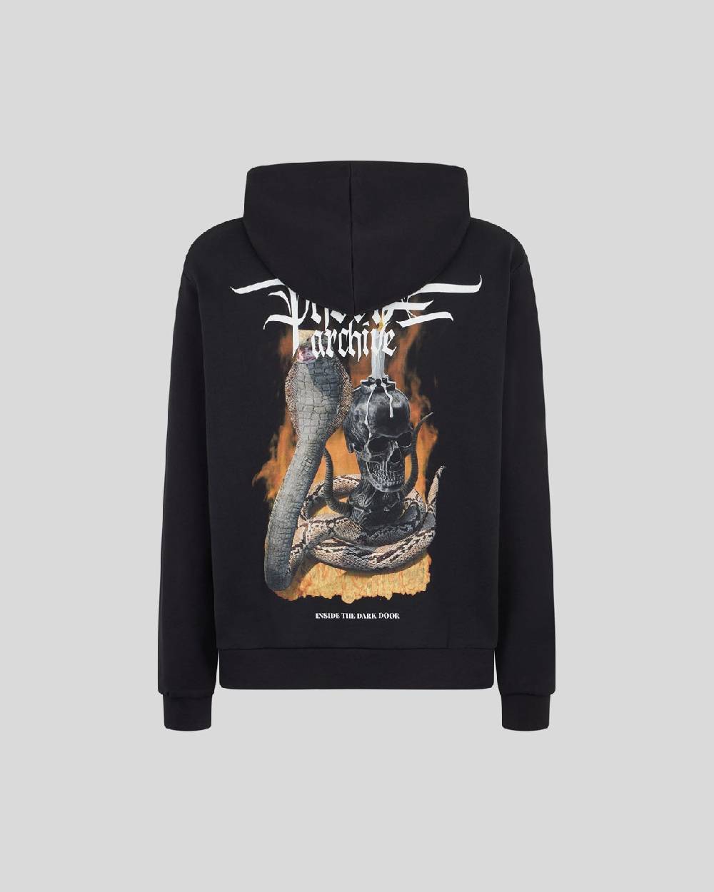 Phobia Archive FELPA NERA CON GRAFICA FIERY COBRA ARANCIONE