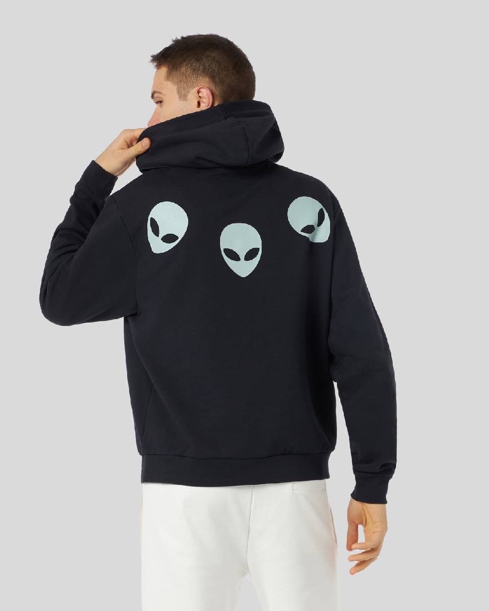 Phobia Archive FELPA NERA CON GRAFICA TRIPLE ALIEN FOSFORESCENTE Economico
