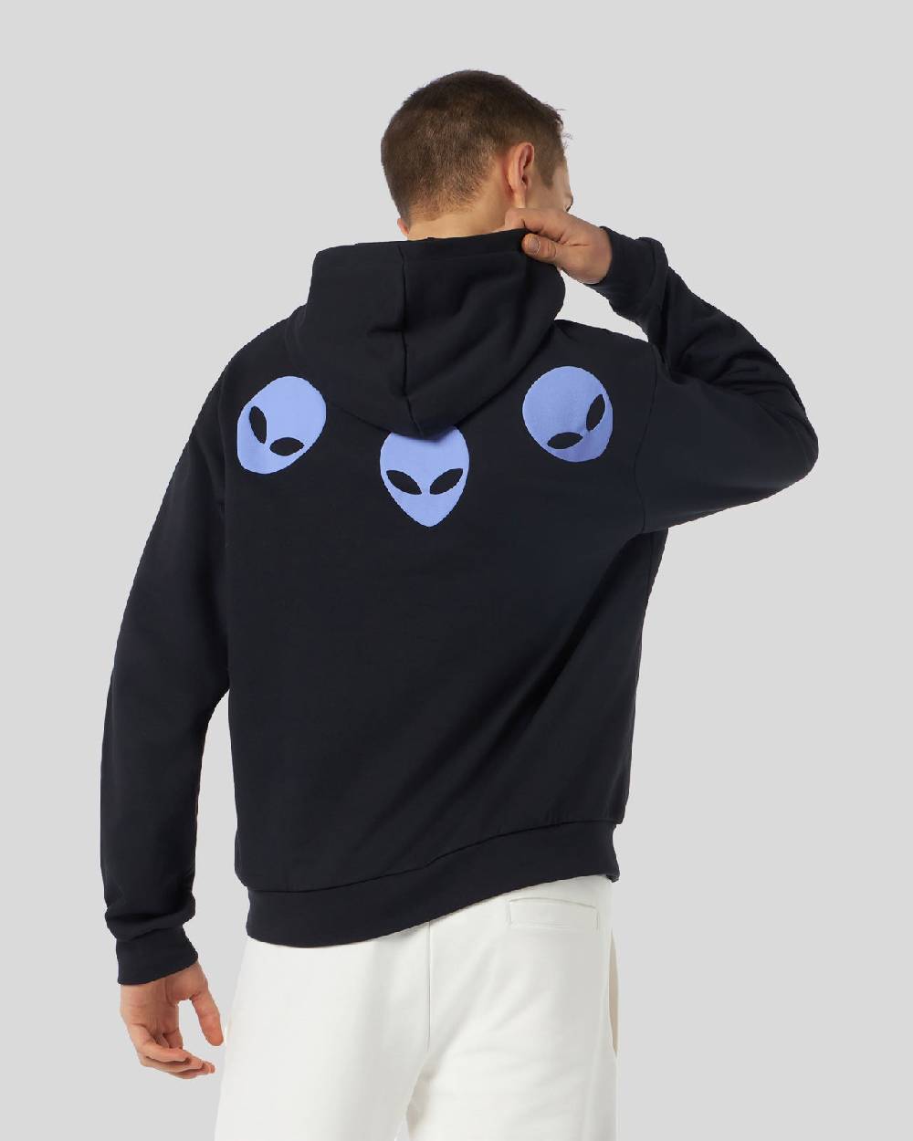 Phobia Archive FELPA CON CAPPUCCIO NERA CON STAMPA TRIPLE ALIEN VIOLA Outlet