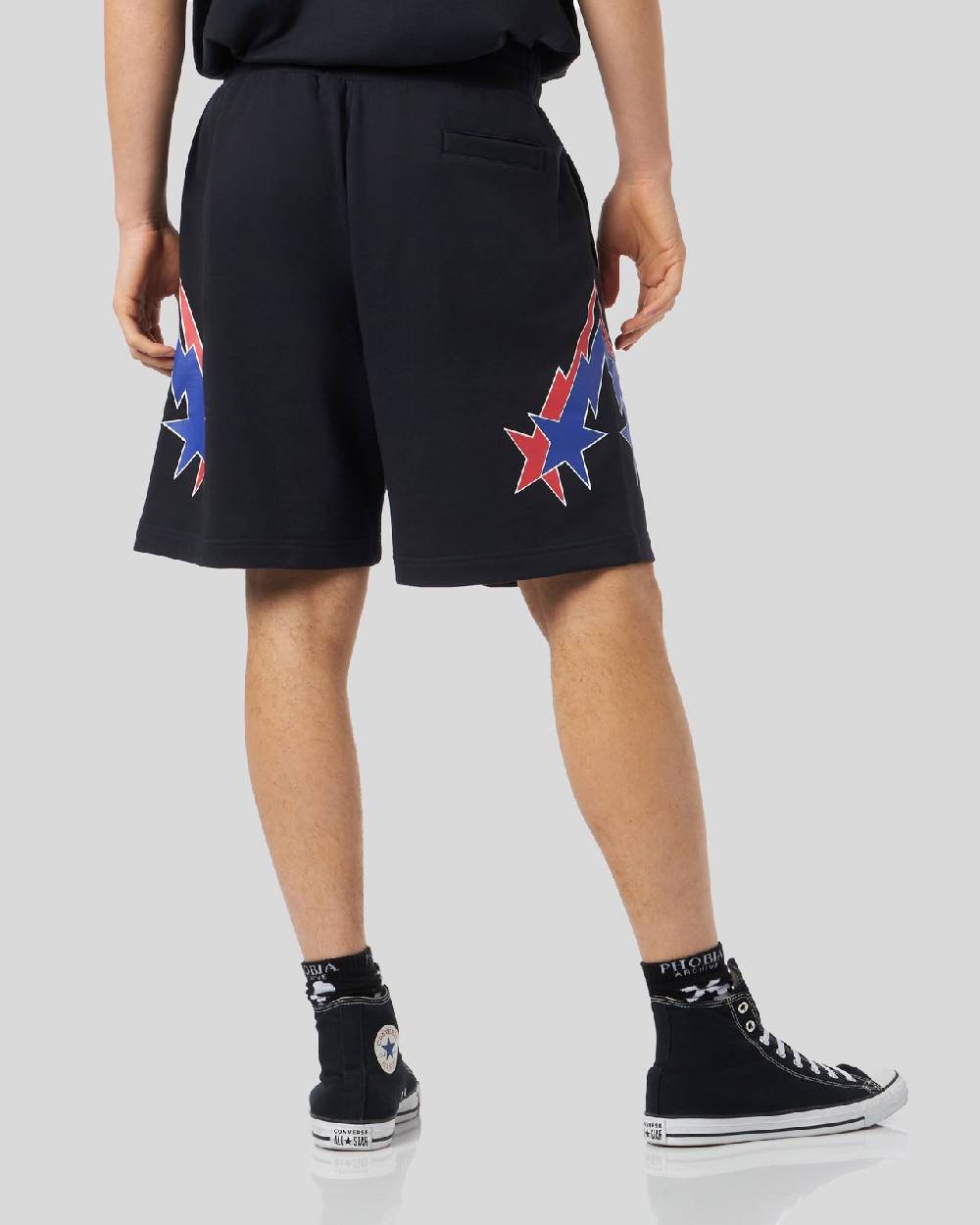 Phobia Archive PANTALONCINO NERO CON GRAFICA STARRY LIGHTNING ROSSA E BLU I Più Venduti