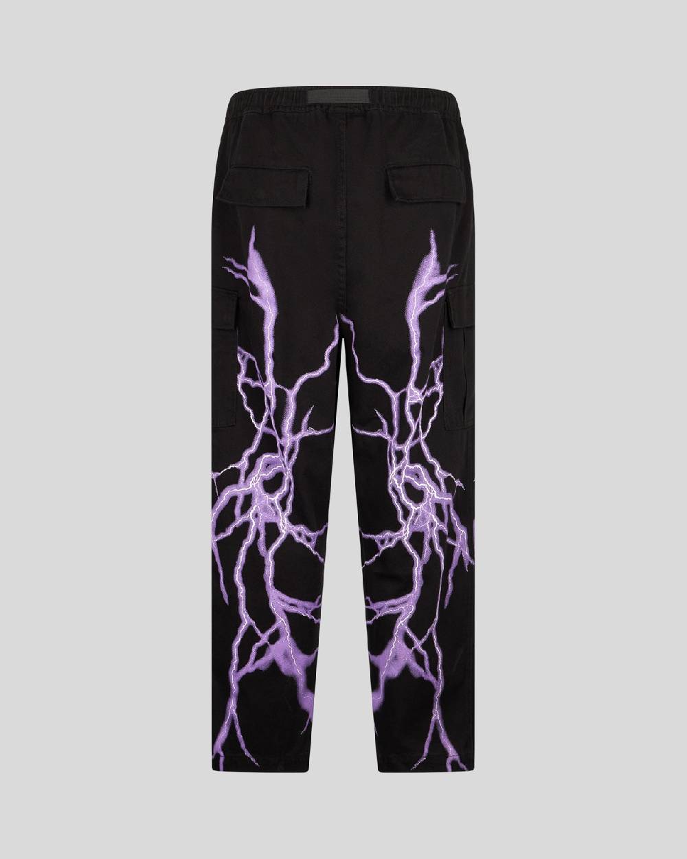 Phobia Archive PANTALONE CARGO NERO CON FULMINE LATERALE VIOLA 2025