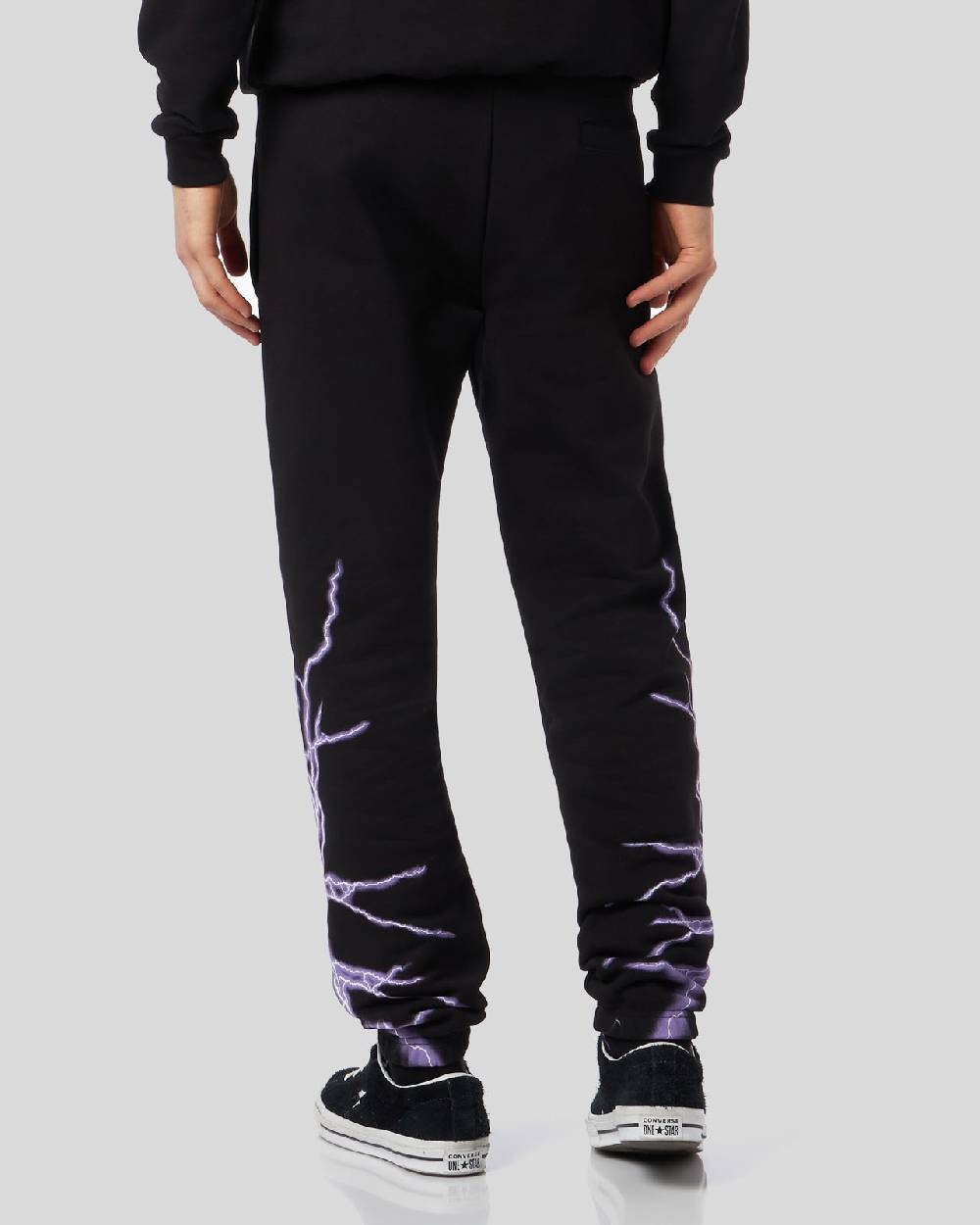 Phobia Archive PANTALONE NERO CON FULMINE LATERALE VIOLA Italy