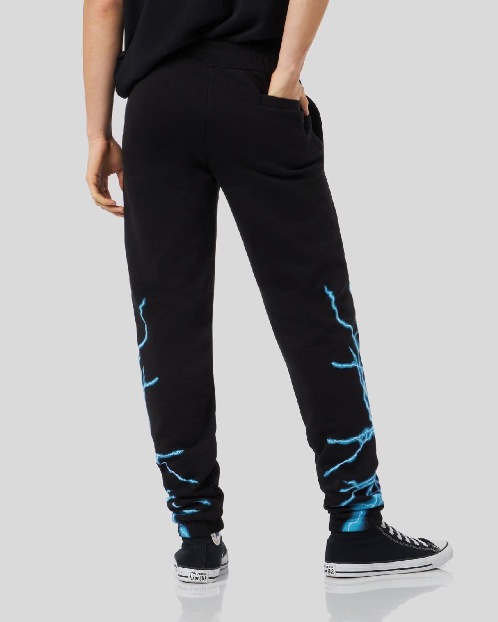 Phobia Archive PANTALONE NERO CON FULMINE LATERALE BLU Italia