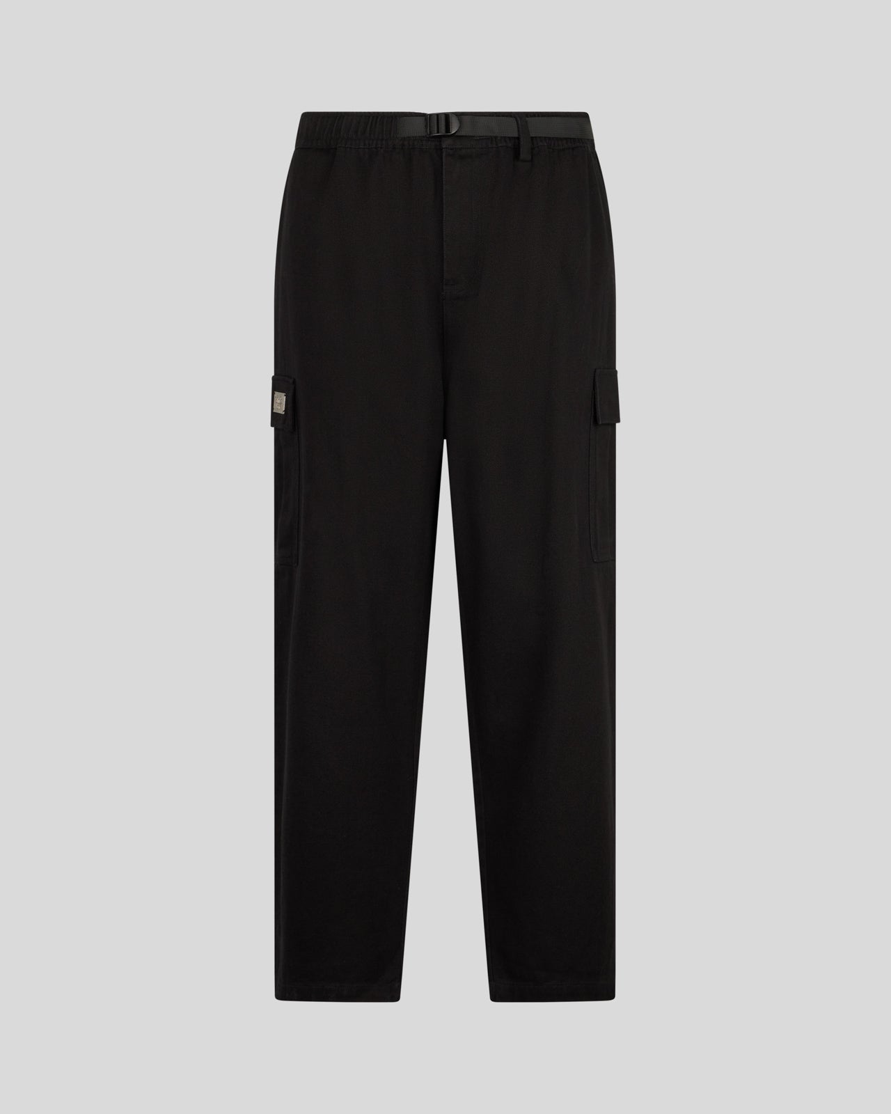 Phobia Archive PANTALONE CARGO NERO CON ETICHETTA METALLICA