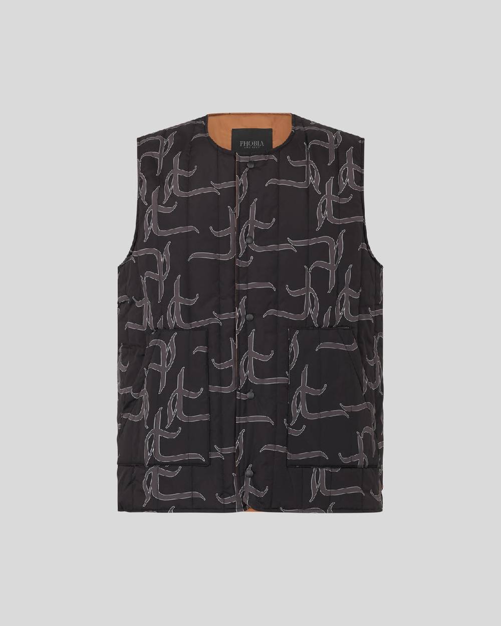 Phobia Archive GILET DOUBLE FACE CON LOGO GOTIC P ALL OVER ED ETICHETTA METALLICA