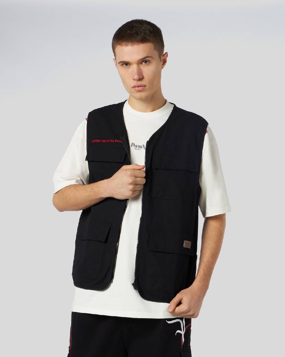 Phobia Archive WORKER GILET NERO CON GRAFICA SCREAMING SKULLS Soddisfazione Garantita