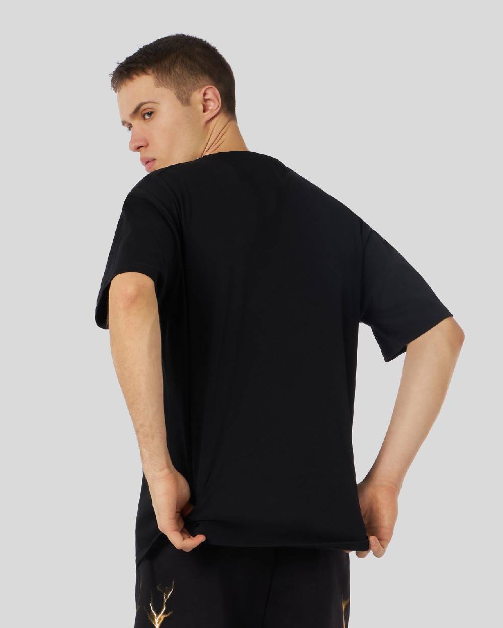 Phobia Archive T-SHIRT NERA CON FULMINI BICOLORE BLU E GIALLO Offerta