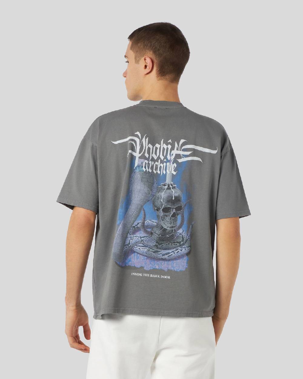 Phobia Archive T-SHIRT GRIGIA CON GRAFICA FIERY COBRA VIOLA Online