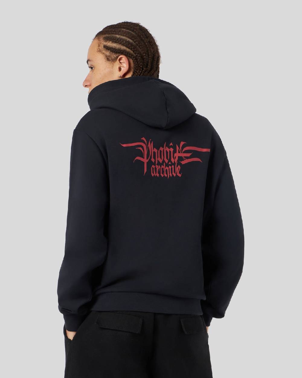 Phobia Archive FELPA NERA CON GRAFICA TRIPLE SKULL ROSSA Moda