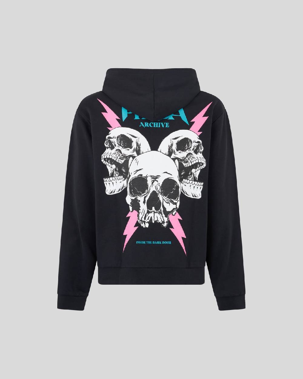 Phobia Archive FELPA NERA CON GRAFICA SCREAMING SKULLS ROSA