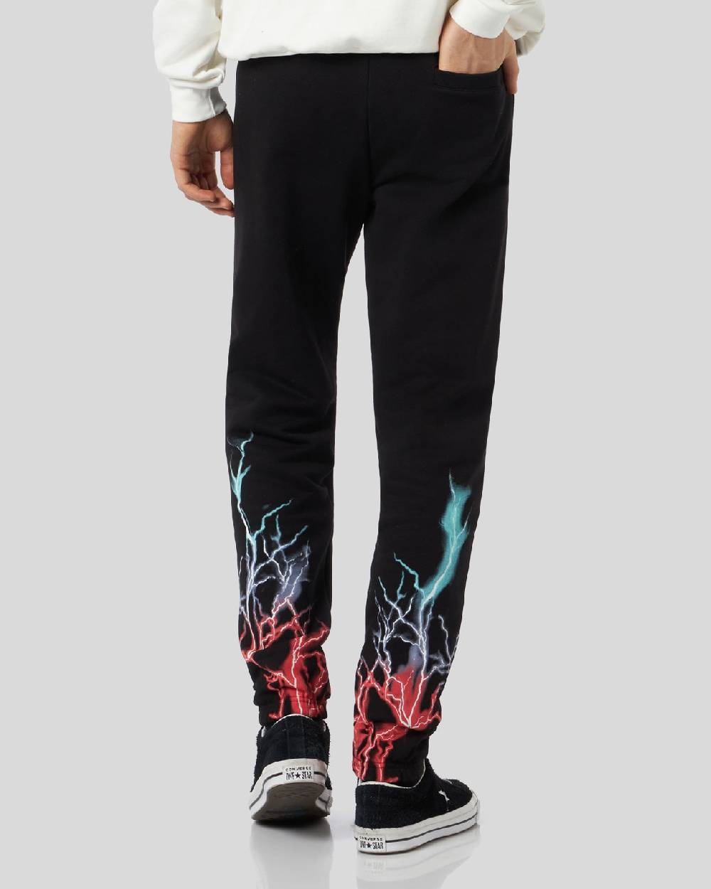 Phobia Archive PANTALONCINO NERO CON STAMPA FULMINE BI-COLORE ROSSO E BLU Consegna Veloce