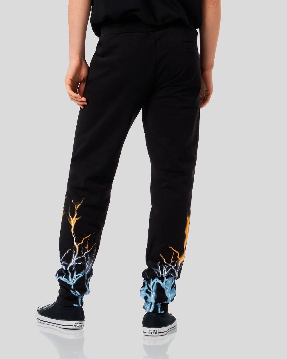 Phobia Archive PANTALONCINO NERO CON STAMPA FULMINE BICOLORE GIALLO E BLU Promozione Limitata