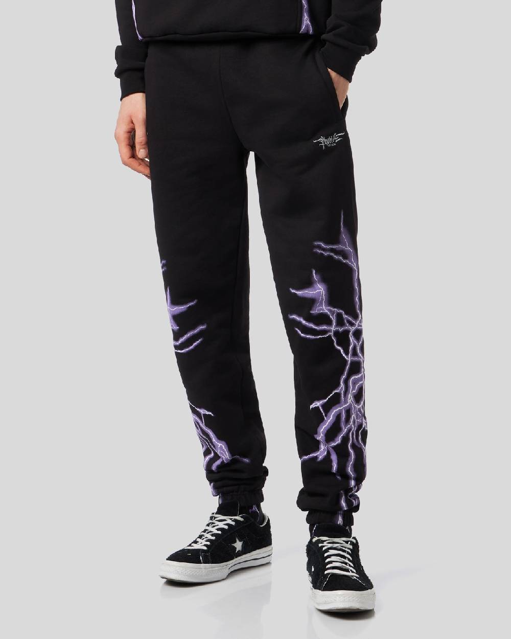 Phobia Archive PANTALONE NERO CON FULMINE LATERALE VIOLA Fino Al -60%