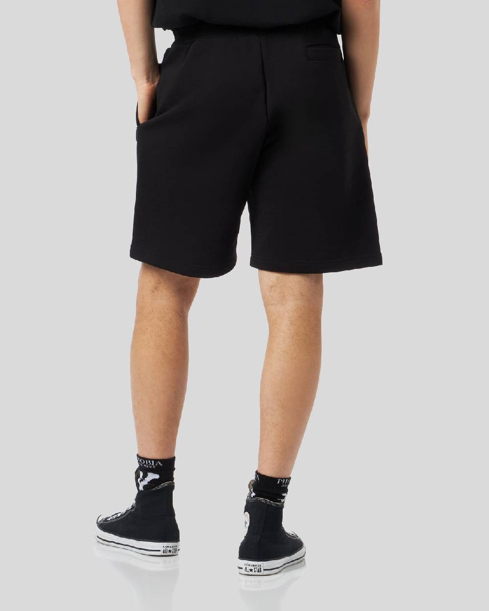 Phobia Archive PANTALONCINO NERO CON LOGO GOTICO RICAMATO Convenienza