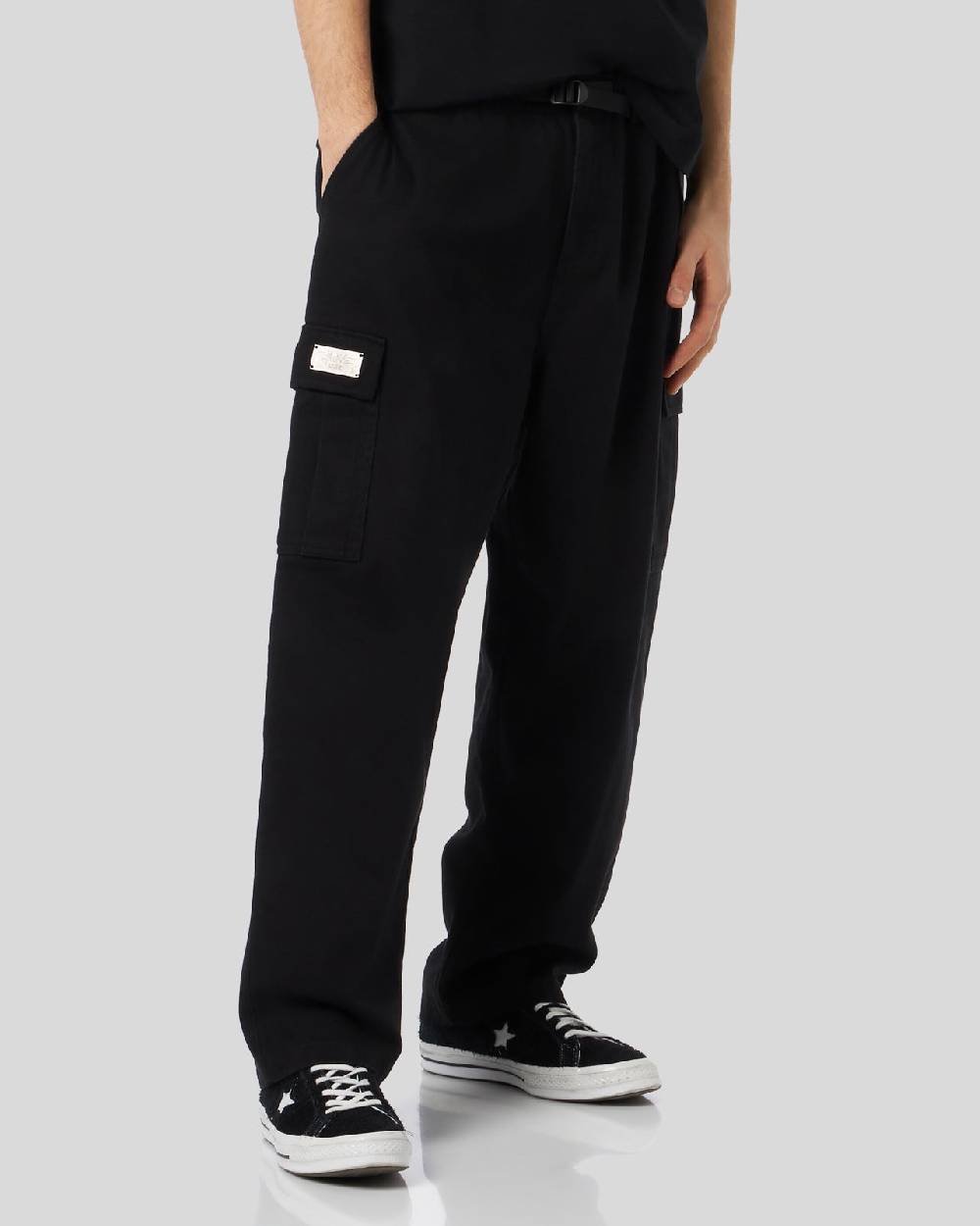 Phobia Archive PANTALONE CARGO NERO CON ETICHETTA METALLICA Online