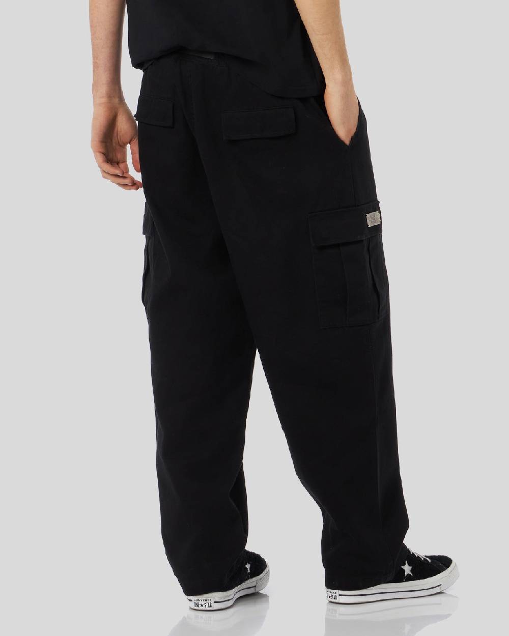 Phobia Archive PANTALONE CARGO NERO CON ETICHETTA METALLICA Online