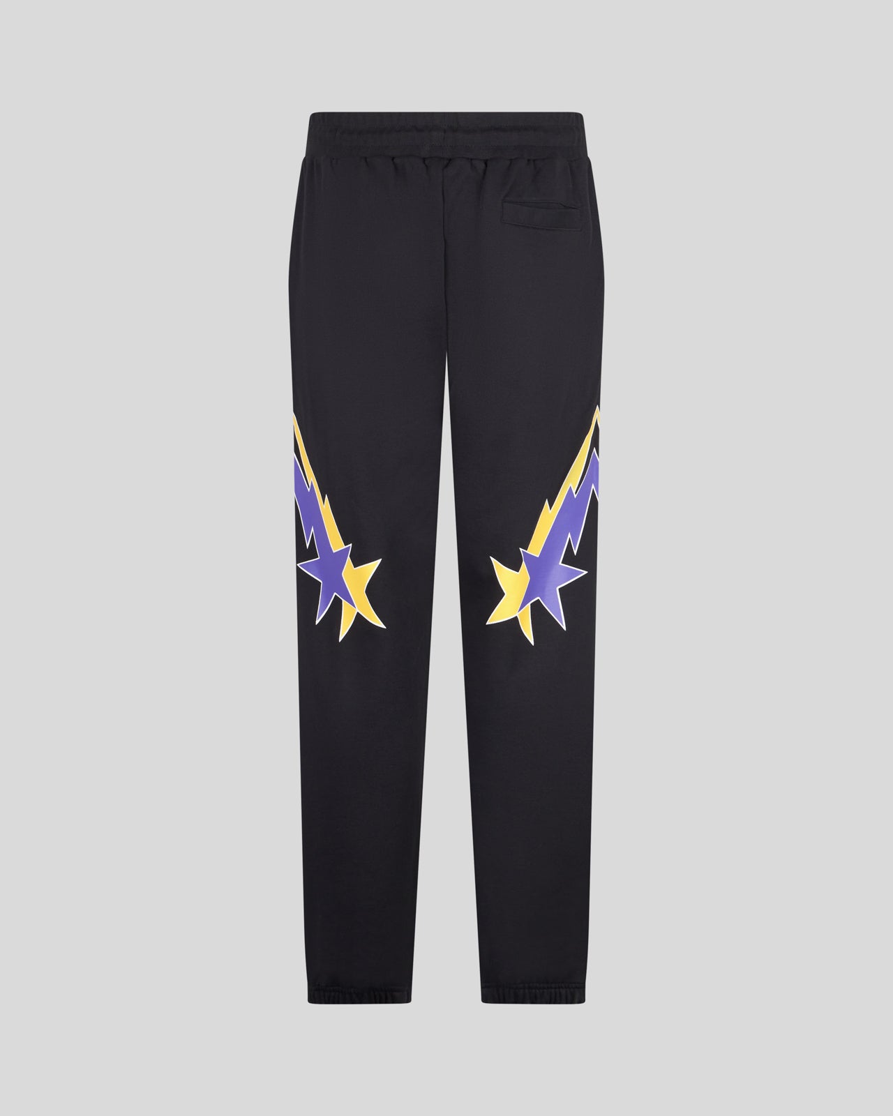 Phobia Archive PANTALONE NERO CON STAMPA STARRY LIGHTNING GIALLA E VIOLA Soddisfazione Garantita