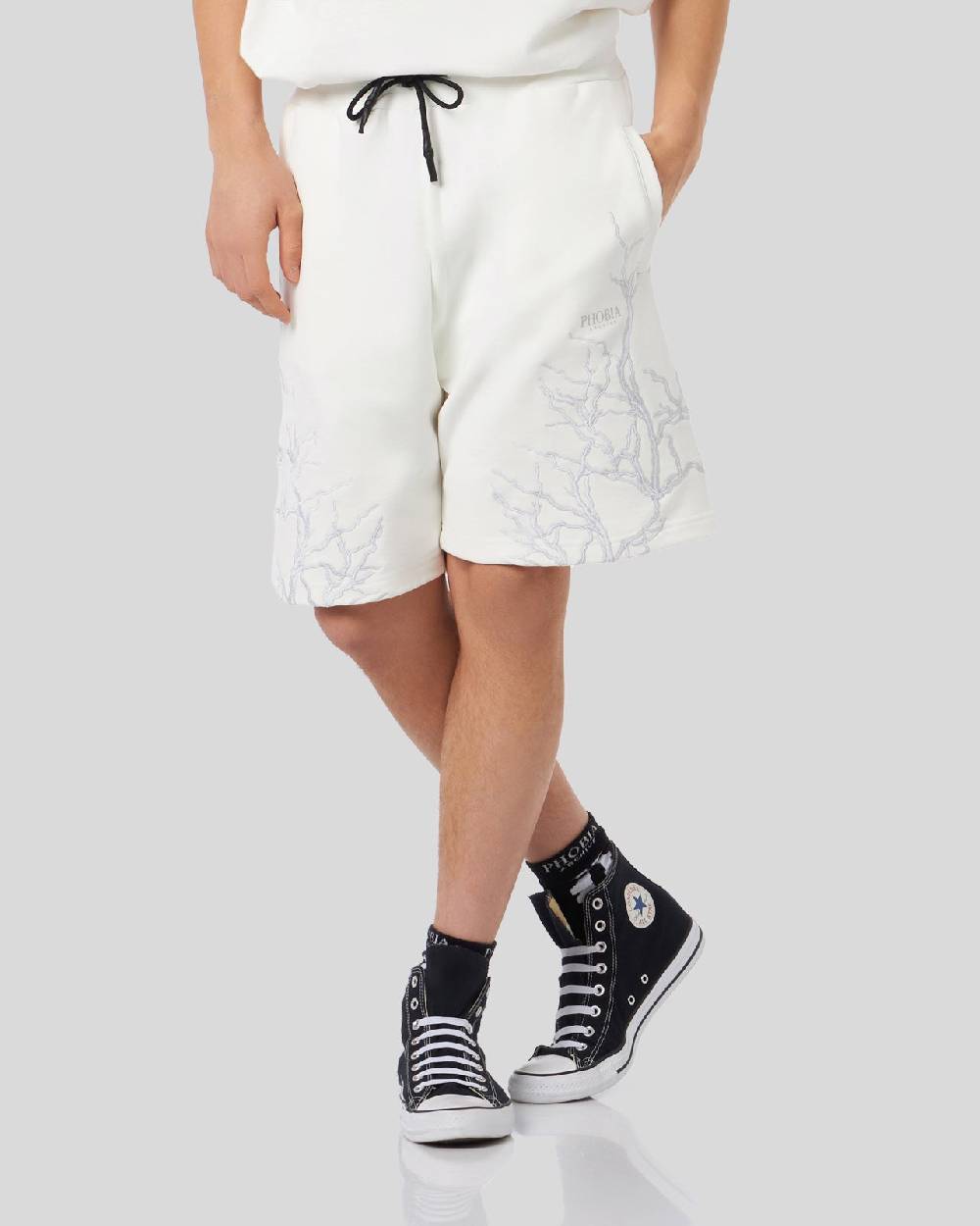 Phobia Archive PANTALONCINI BIANCHI CON FULMINI GRIGI Consegna Veloce