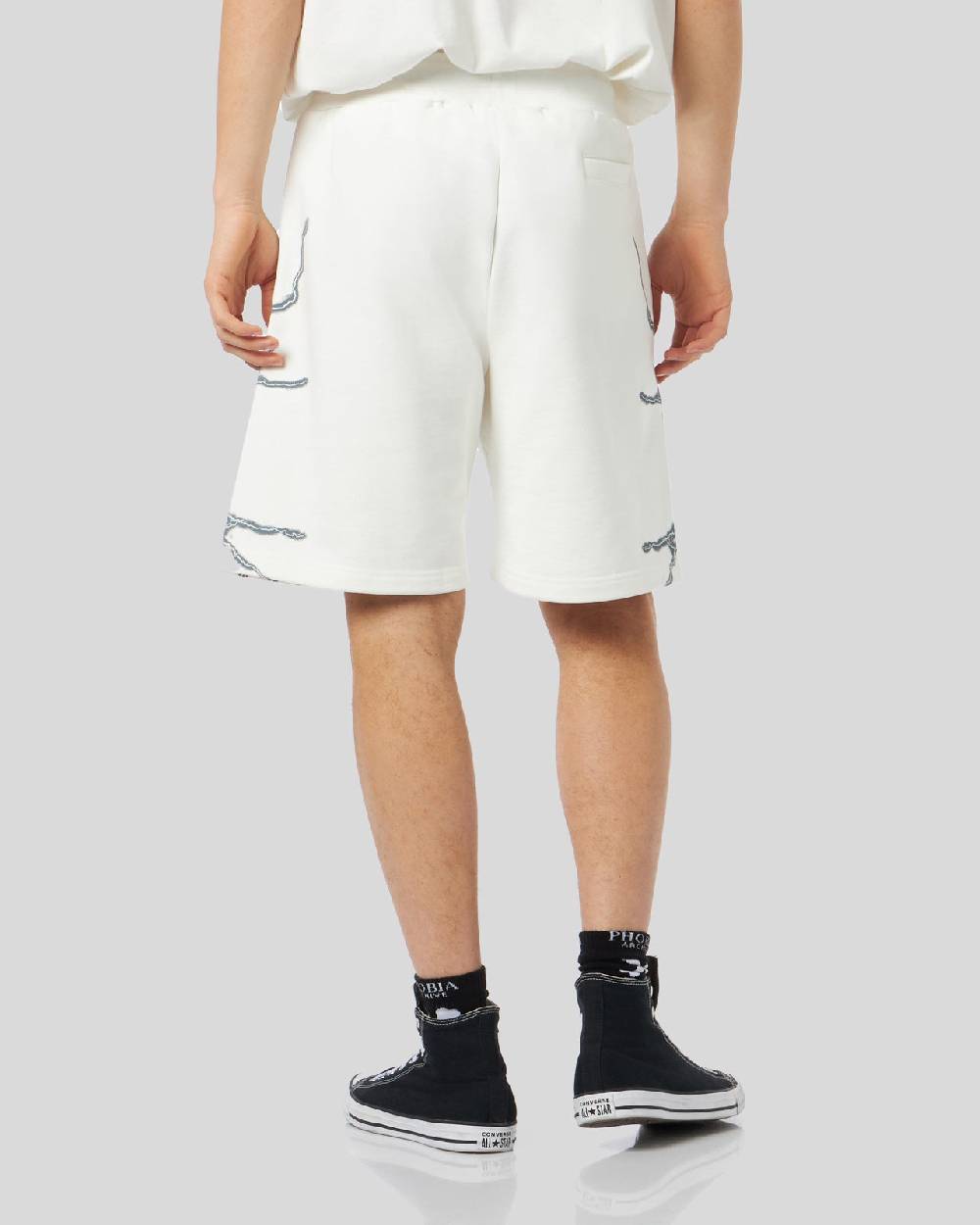 Phobia Archive PANTALONCINO BIANCO CON FULMINI LATERALI GRIGI Prezzo Ridotto