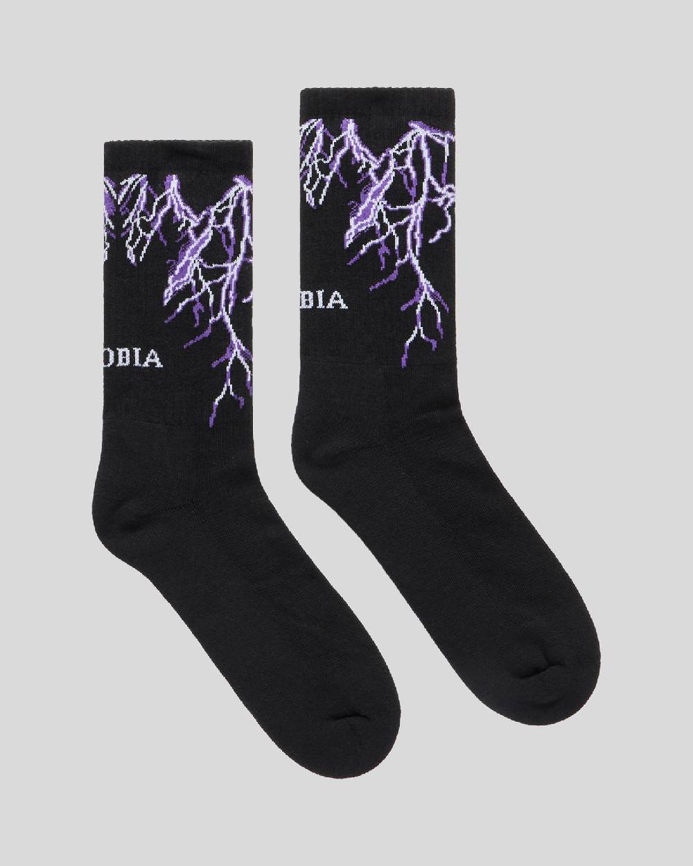 Phobia Archive Calzini Neri Fulmini Viola