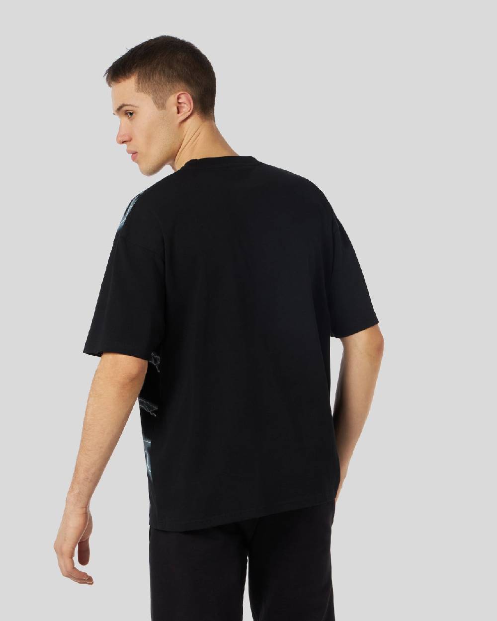 Phobia Archive T-SHIRT NERA CON FULMINI LATERALI BIANCHI Vendite Flash