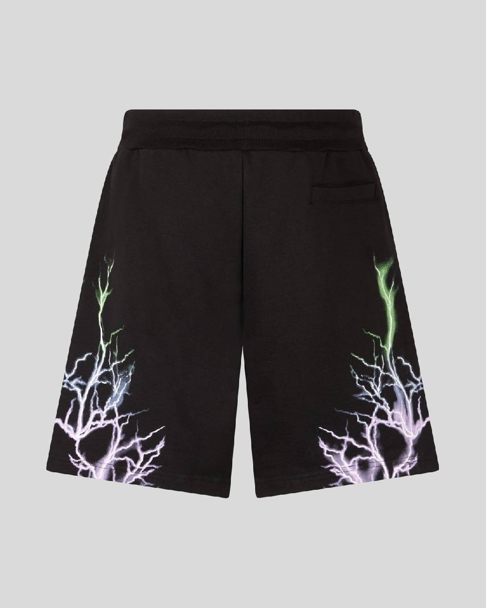 Phobia Archive PANTALONCINO NERO CON FULMINI BICOLORE VIOLA E VERDE Moda