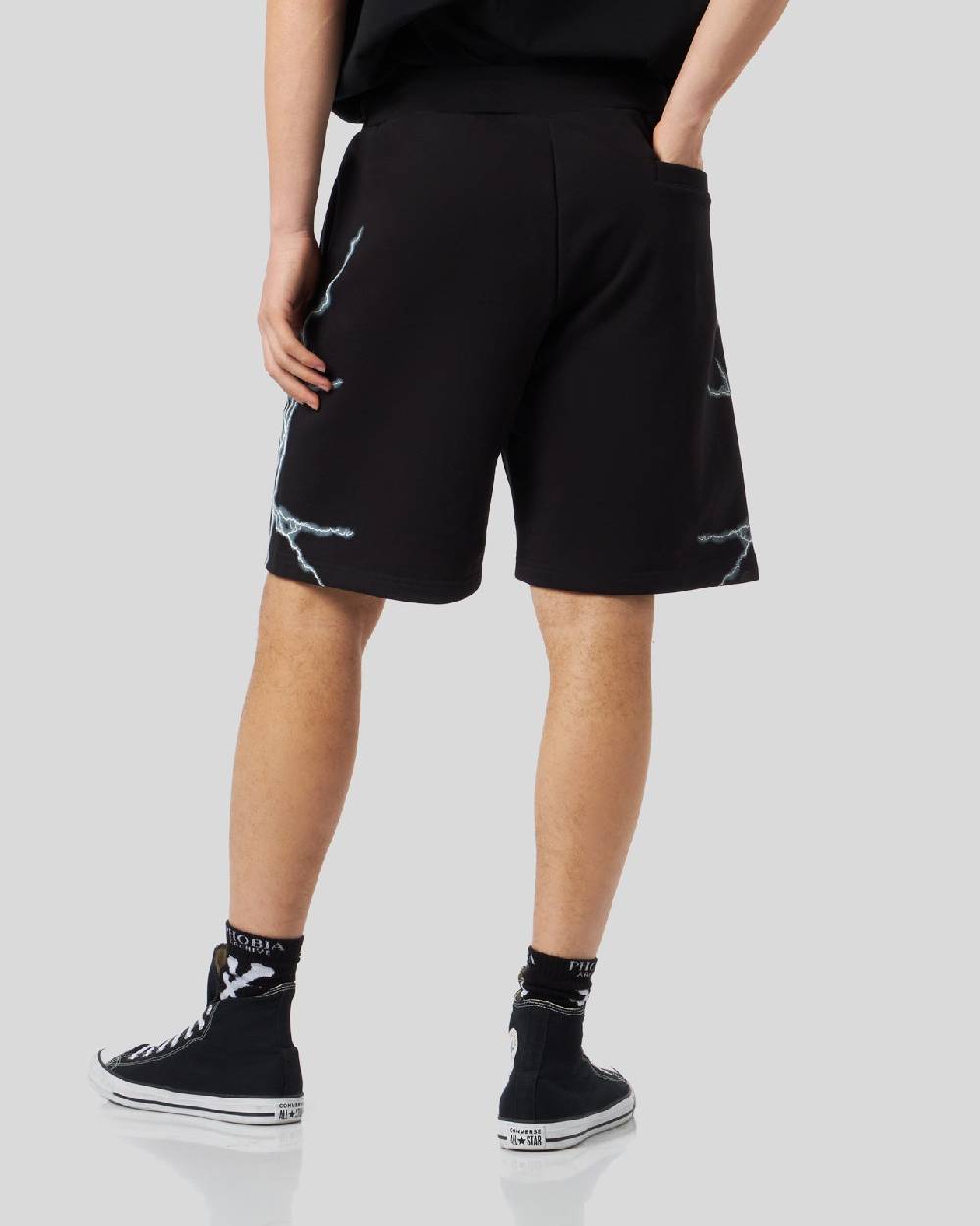 Phobia Archive PANTALONCINO NERO CON FULMINI LATERALI BIANCHI Italy