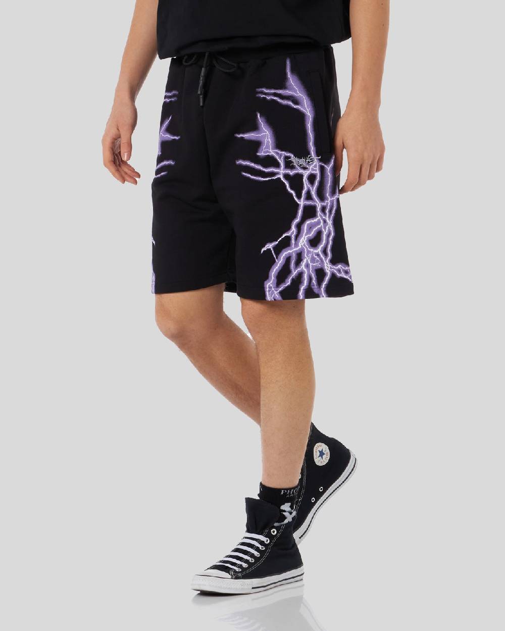 Phobia Archive PANTALONCINO NERO CON FULMINI LATERALI VIOLA Italia