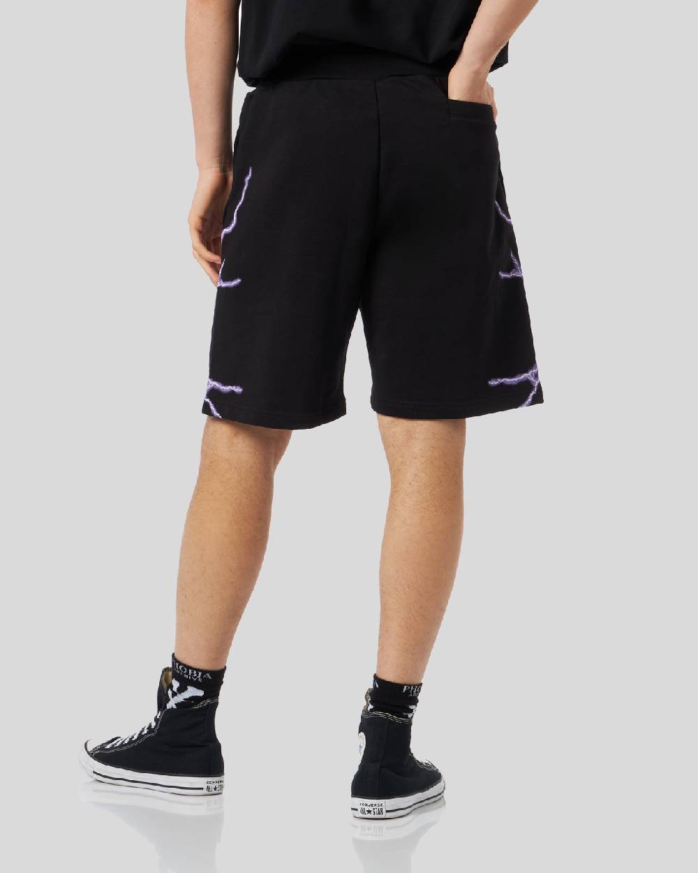 Phobia Archive PANTALONCINO NERO CON FULMINI LATERALI VIOLA Italia