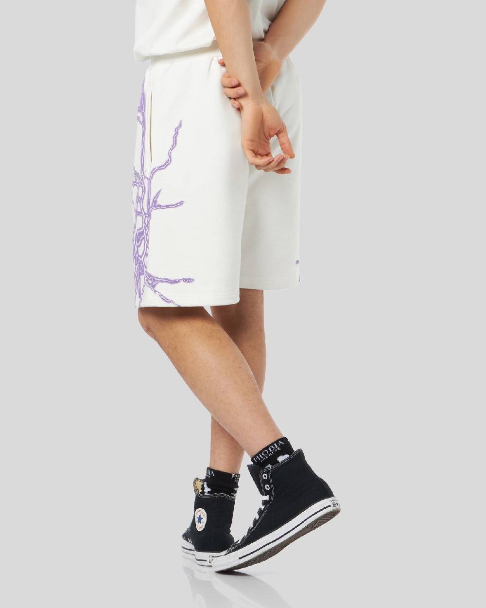 Phobia Archive PANTALONCINO BIANCO CON FULMINI LATERALI VIOLA In Linea