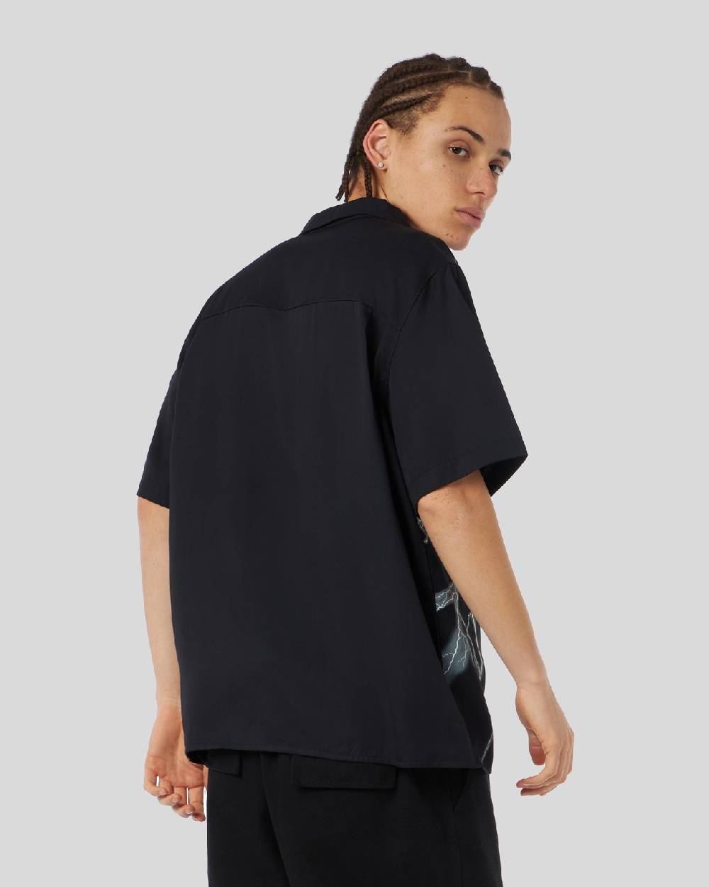 Phobia Archive CAMICIA NERA CON FULMINI LATERALI BIANCHI Qualità