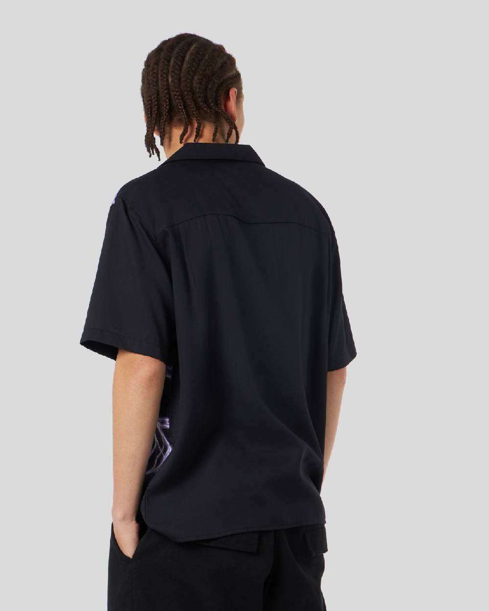 Phobia Archive CAMICIA NERA CON FULMINI LATERALI VIOLA Vendita