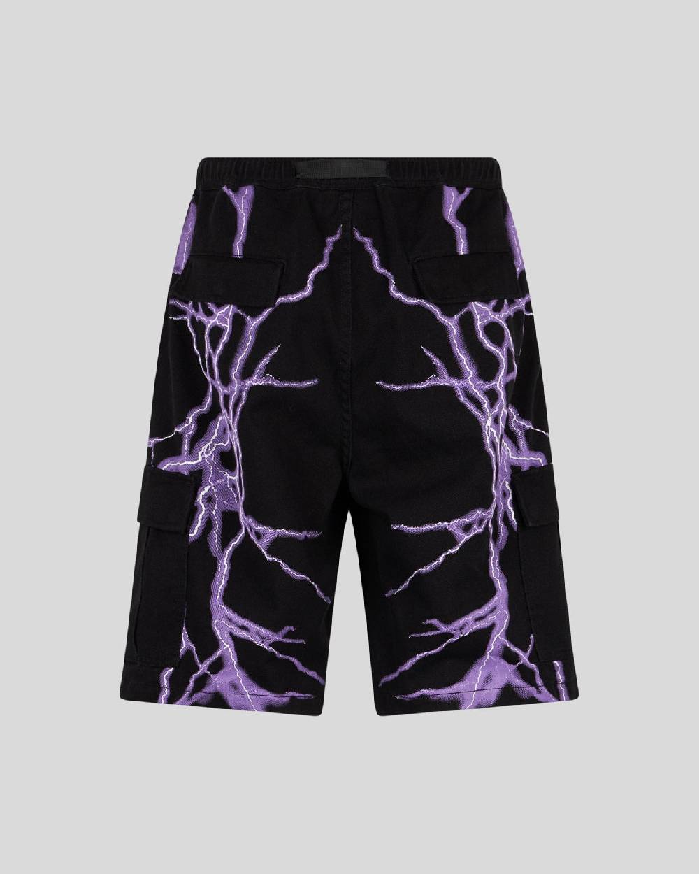 Phobia Archive PANTALONCINO CARGO NERO CON FULMINI LATERALI VIOLA Soddisfazione Garantita