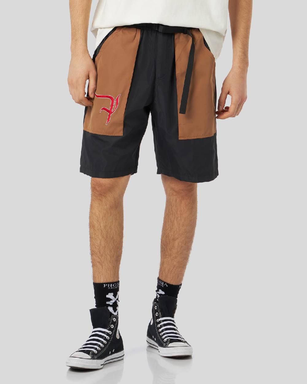 Phobia Archive PANTALONCINO CARGO NERO CON LOGO GOTIC P Promozione Limitata