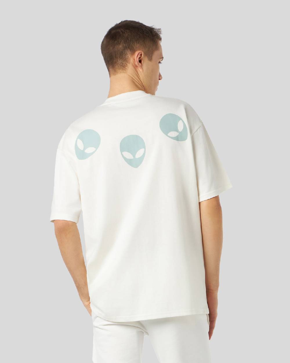 Phobia Archive T-SHIRT BIANCA CON GRAFICA TRIPLE ALIEN FOSFORESCENTE Fino Al -60%