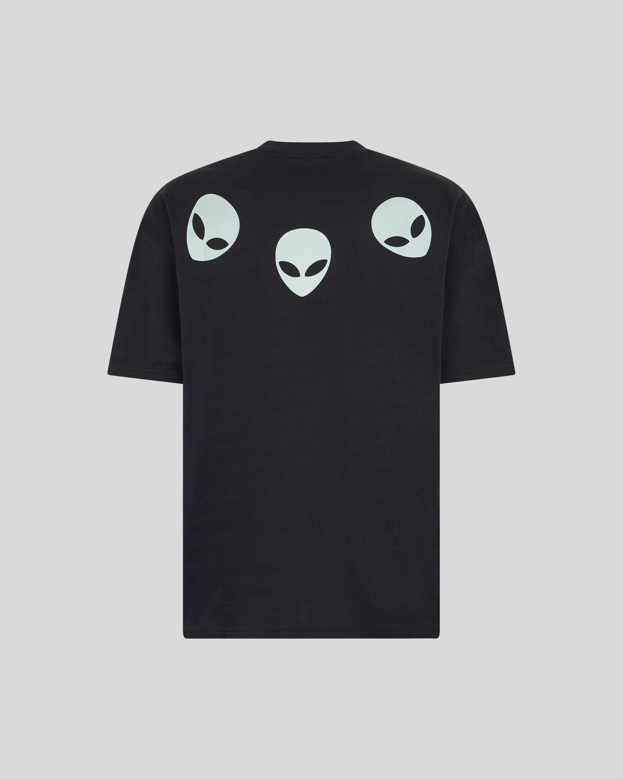 Phobia Archive T-SHIRT NERA CON GRAFICA TRIPLE ALIEN FOSFORESCENTE Affare Del Giorno