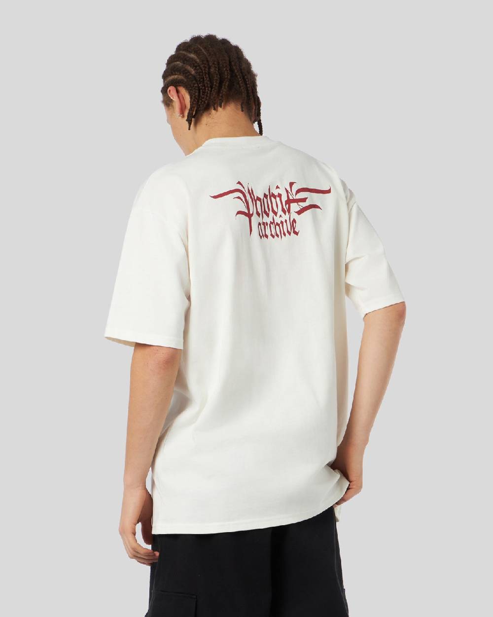 Phobia Archive T-SHIRT BIANCA CON GRAFICA TRIPLE SKULL ROSSA Saldi