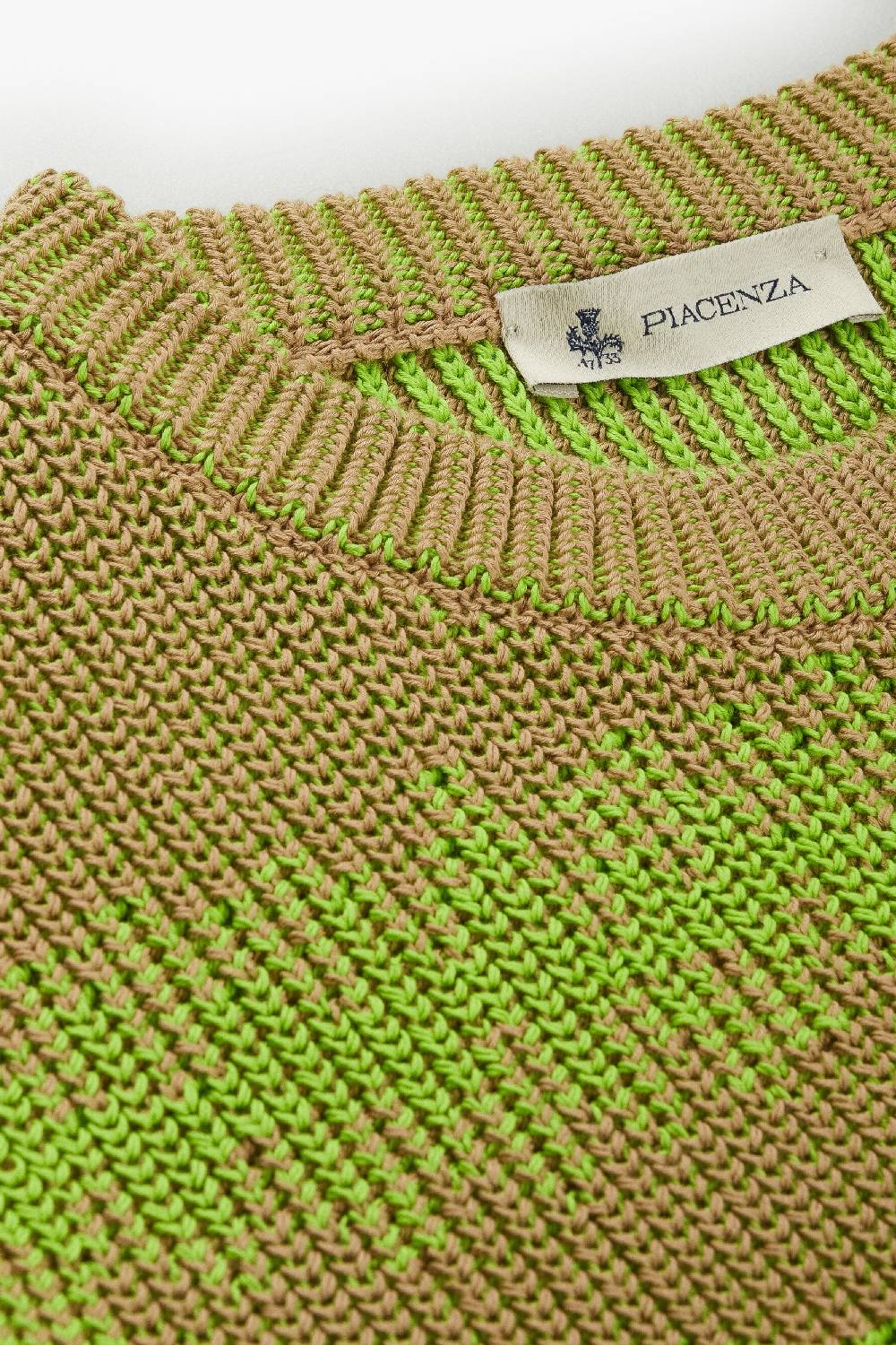 Piacenza 1733 Maglione ikat striped cob naturale e verde fluo Promozione
