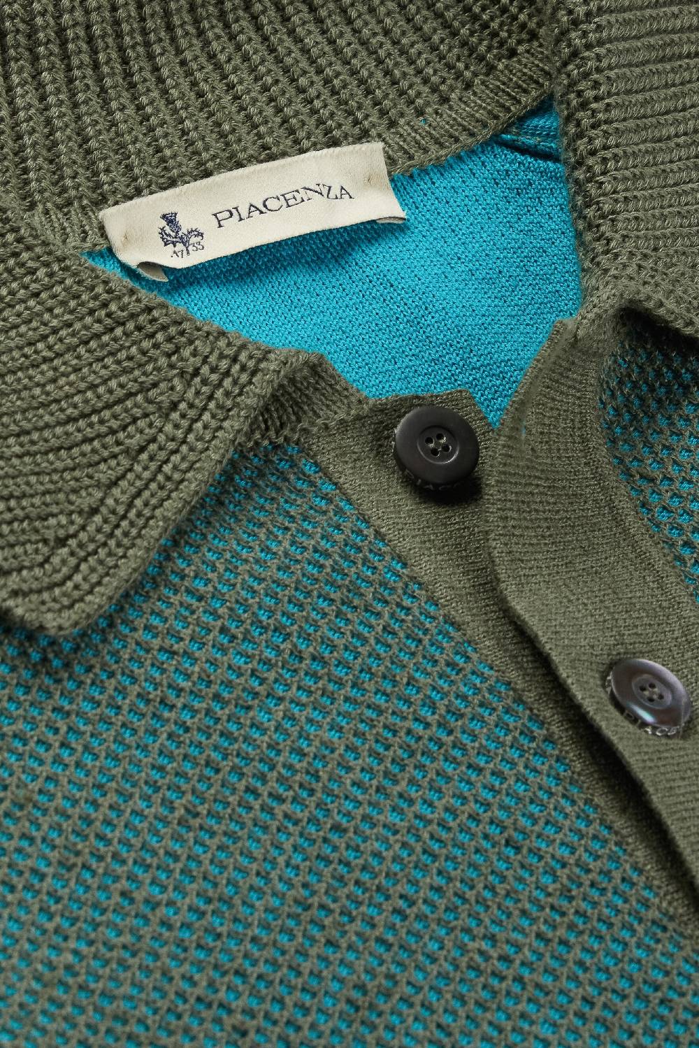Piacenza 1733 Polo maniche lunghe two tone honey comb verde Shopping Online