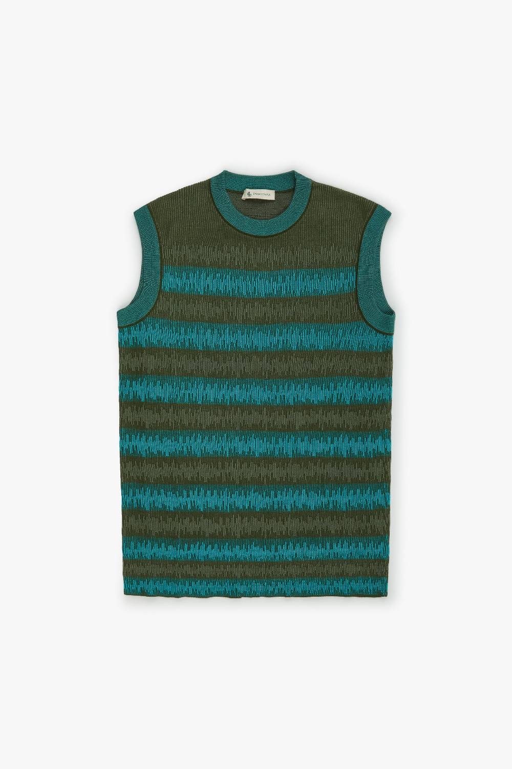 Piacenza 1733 Gilet ikat striped rib verde chiaro e scuro