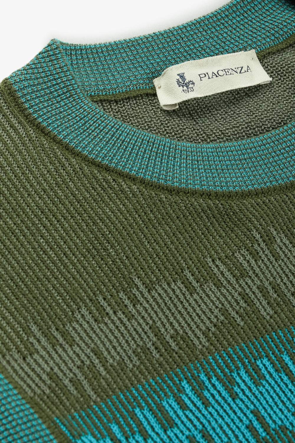 Piacenza 1733 Gilet ikat striped rib verde chiaro e scuro Sottocosto