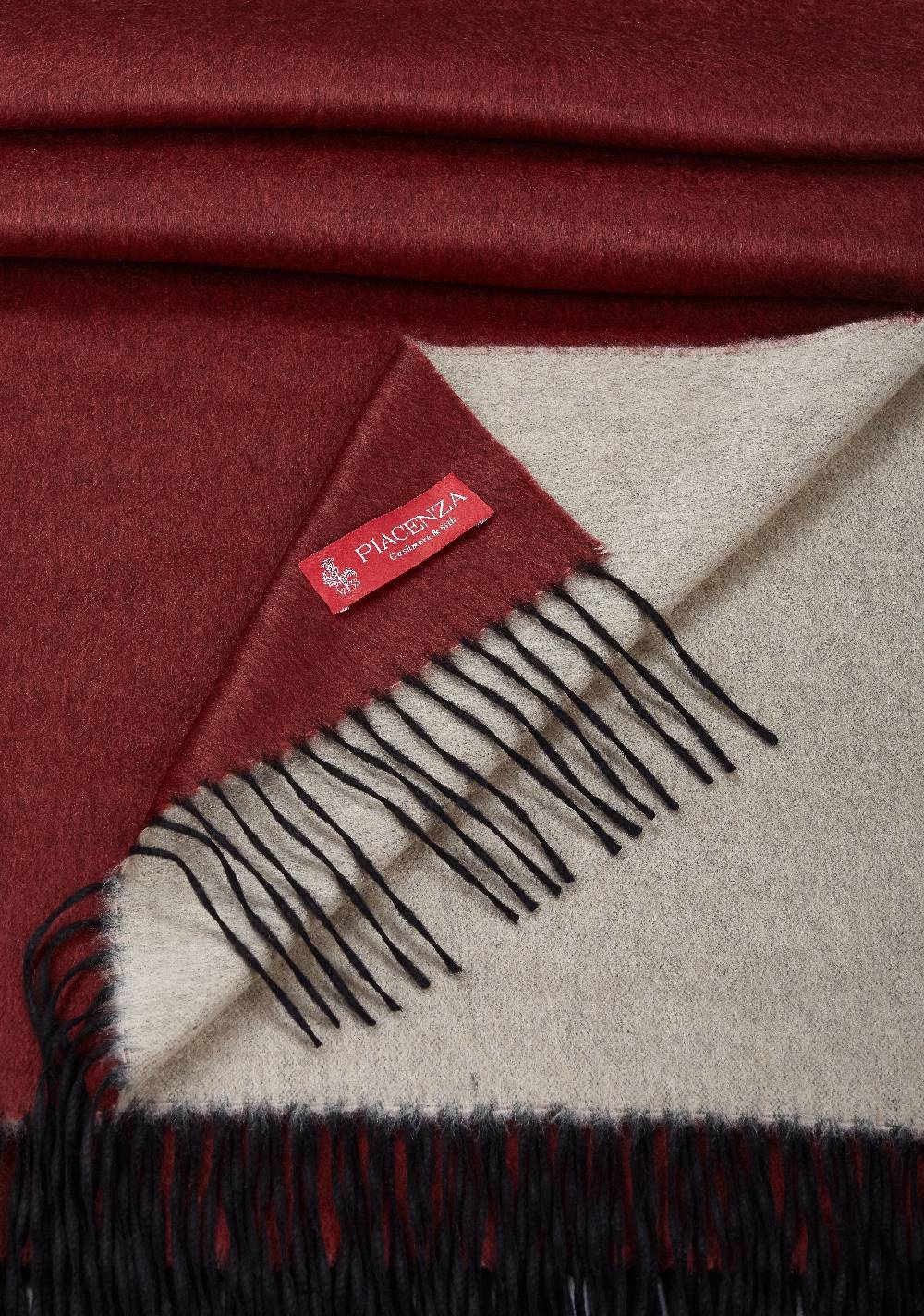 Piacenza 1733 MIRROR Plaid double bianco e bordeaux Saldi Di Fabbrica