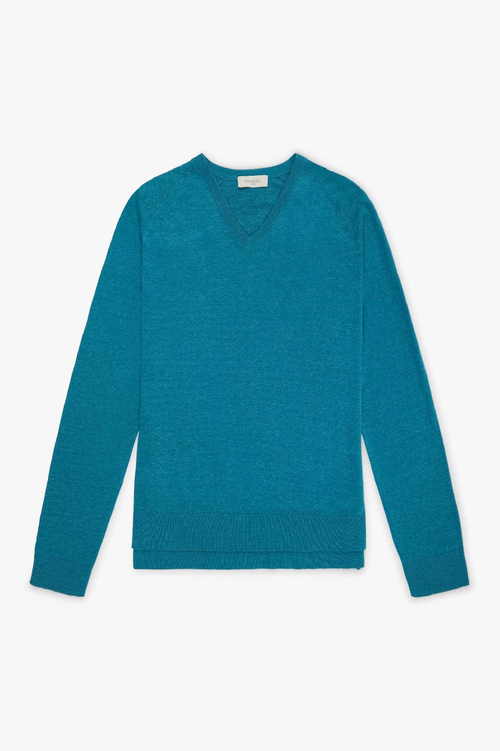 Piacenza 1733 Maglia maniche lunghe scollo a V verde oceano In Saldo