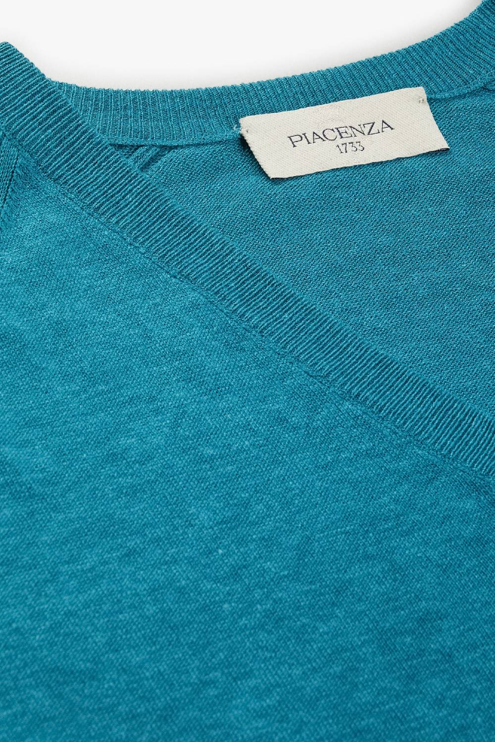 Piacenza 1733 Maglia maniche lunghe scollo a V verde oceano In Saldo