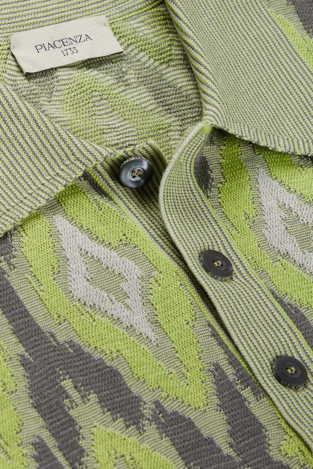 Piacenza 1733 Polo fil a fil ikat argyle jacquard verde Italy